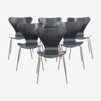 Suite 6 black series 7 chairs by Arne Jacobsen, Fritz Hansen edition