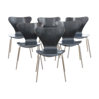 Suite 6 black series 7 chairs by Arne Jacobsen, Fritz Hansen edition