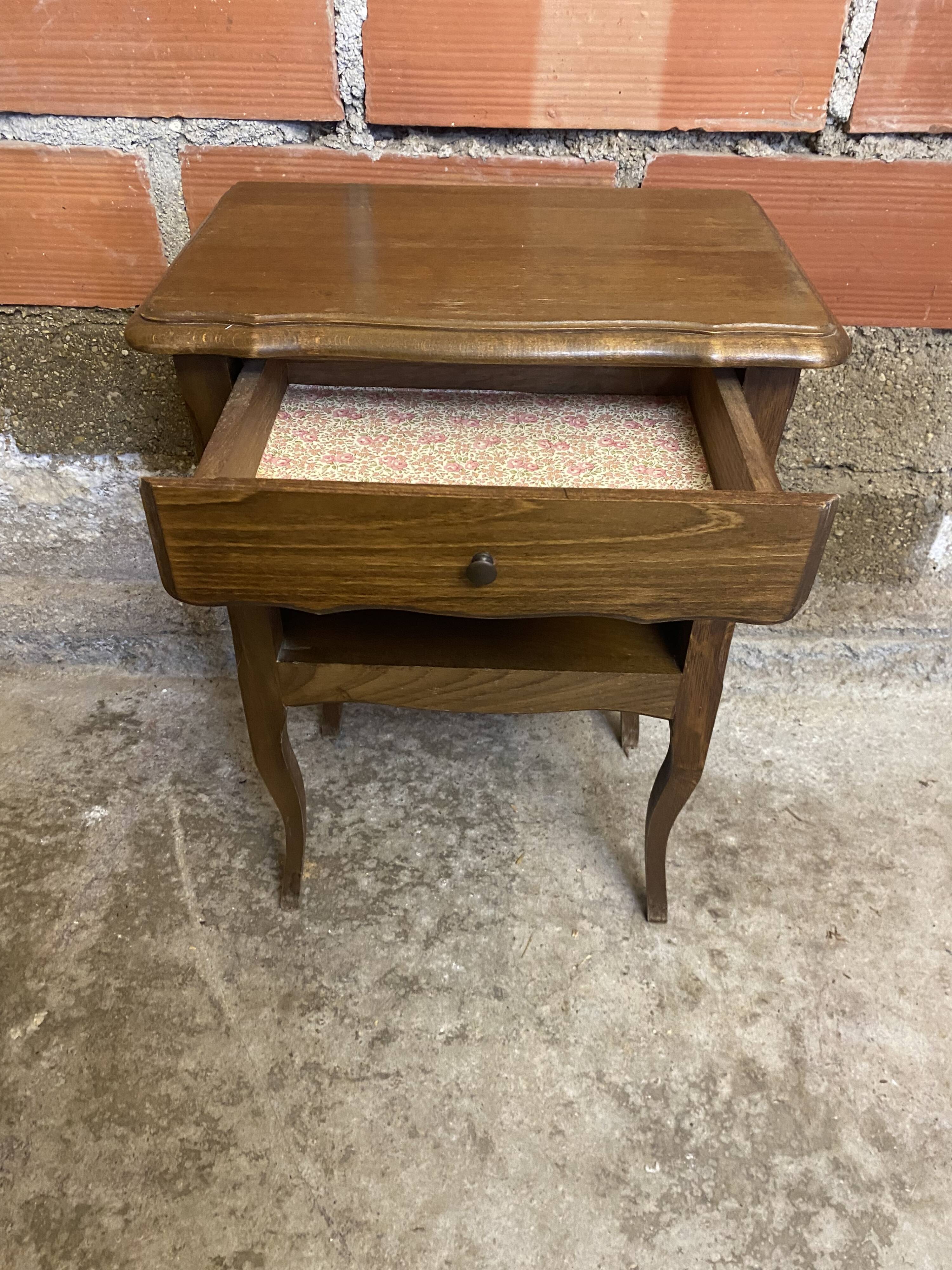 Chevet Table Nuit Style LOUIS XV Bois Tiroir + Case Vintage