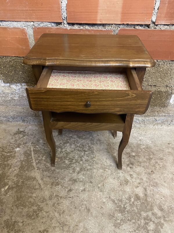 Chevet Table Nuit Style LOUIS XV Bois Tiroir + Case Vintage