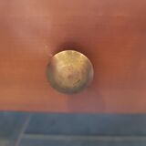 Coffee table with 2 drawers in solid cherry wood and glass.