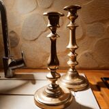 Pair of brass candle holders