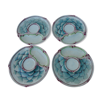 Set of four artichoke plates in earthenware