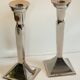 Pair of vintage cast aluminum candlesticks