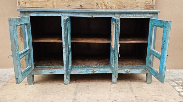 Ancien buffet vitré en teck birman