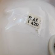 Beautiful vintage ceramic COBRA table lamp with thin milky white glass shade/dome. RAF Sweden 70-80s