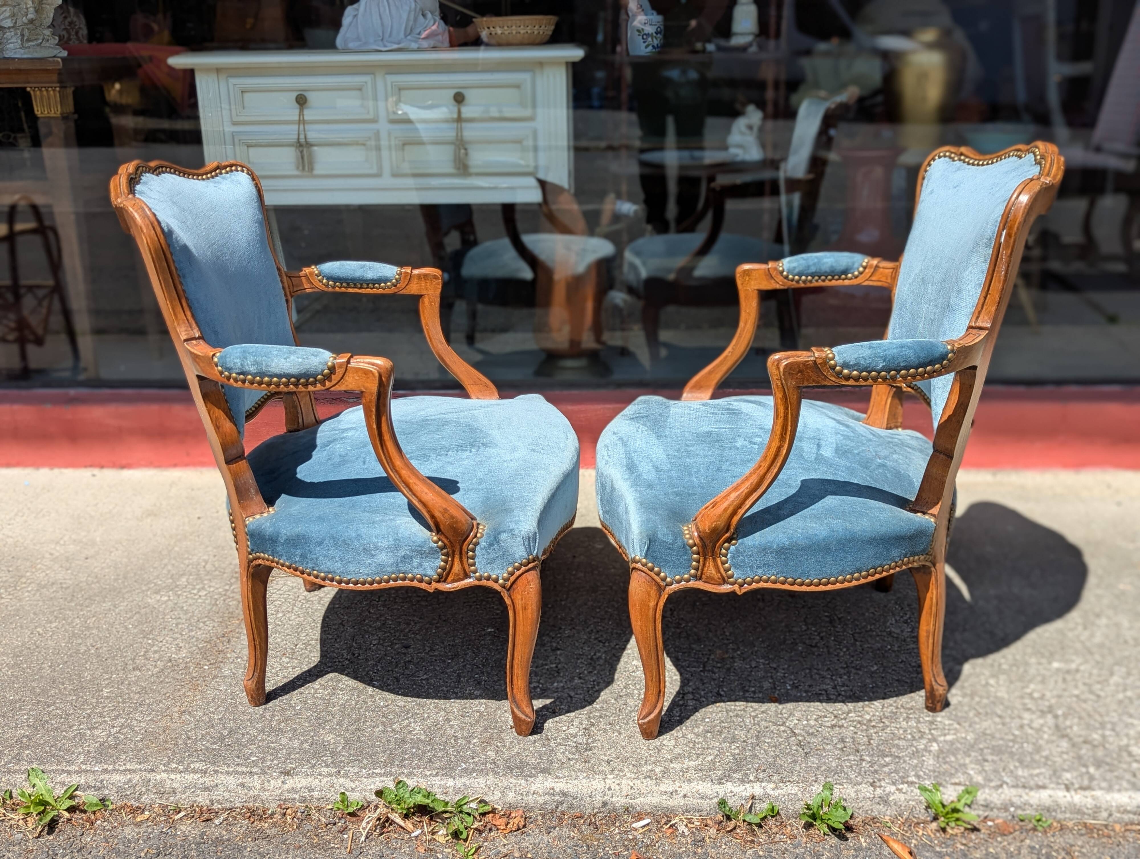 Pair of Louis XV cabriolet armchairs