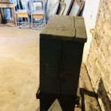 3 low blue-grey stools