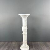 Carved White Marble Column, Mid-20th Century