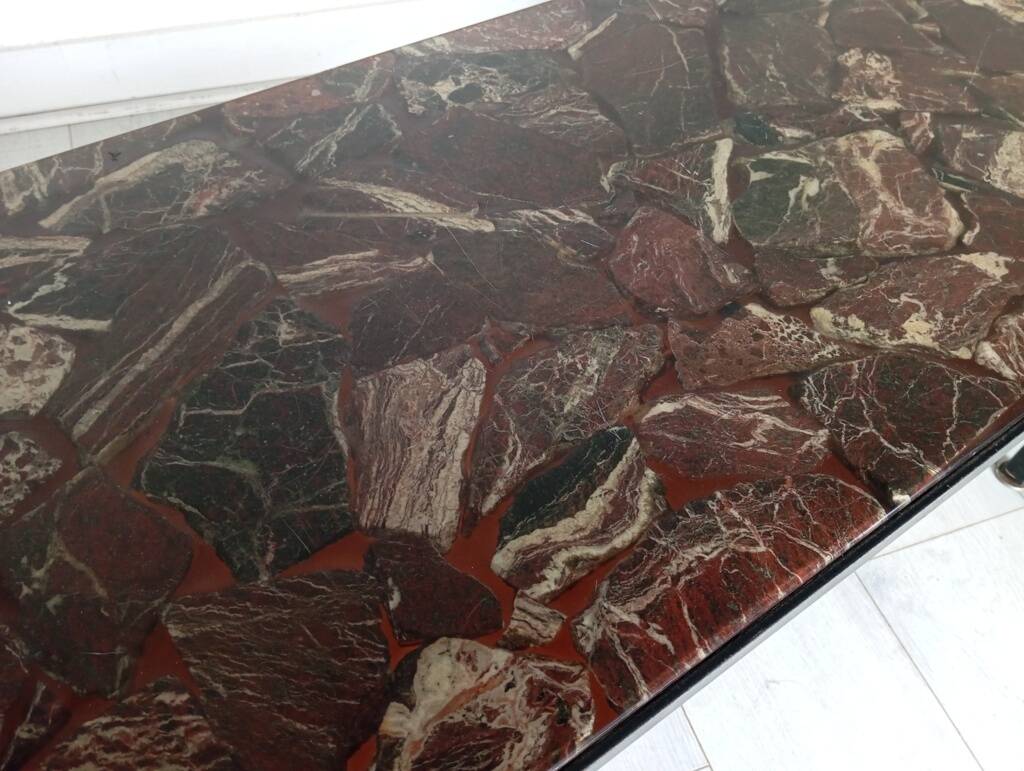 Table basse en pierre naturelle et résine, années 70