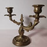 Bougeoir / chandelier / candélabre ancien vintage en laiton doré 2 bougies