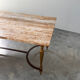 Elegant travertine coffee table with brass base, 1970s