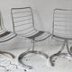 Set of 4 vintage chairs, chromed metal, France 1970