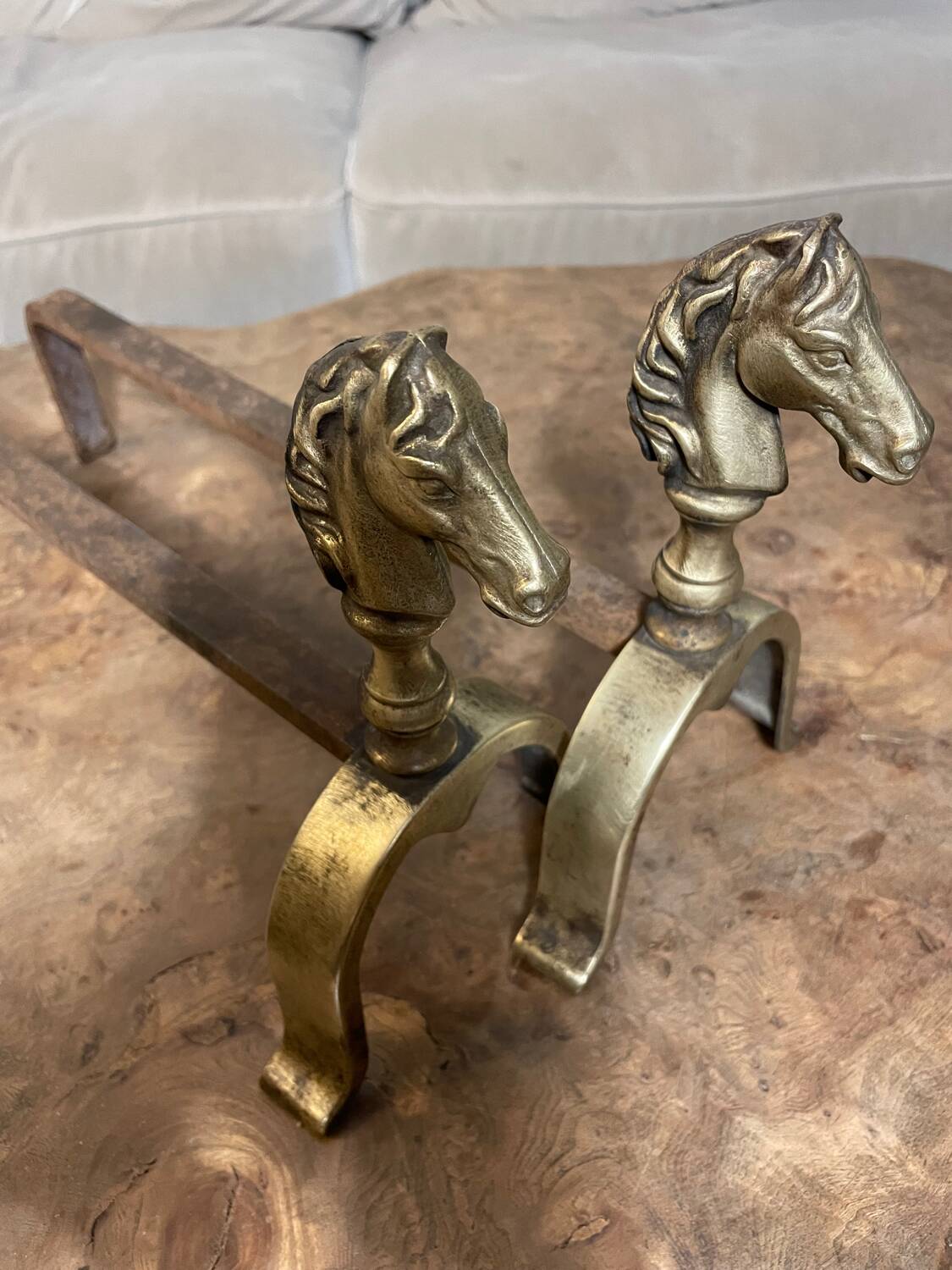 Pair of vintage andirons 1970 Horse head
