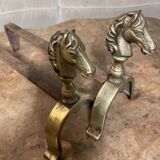 Pair of vintage andirons 1970 Horse head