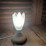 Bedside lamp base reconstituted stone tulip polished glass original