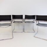 Set de 4 chaises en cuir en porte-à-faux, Matteo Grassi MG5