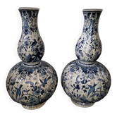 Pair of baluster vases in Delft