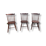 3 chaises bistrot style “menuet” Baumann années 1970 en hêtre bois ancien vintage legrand design