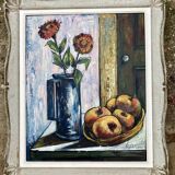 Vintage painting - Still life - apples - French New Realism