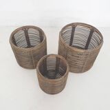 Set of three manou baskets or side tables attrb. to Tito Agnoli, Italy 1970