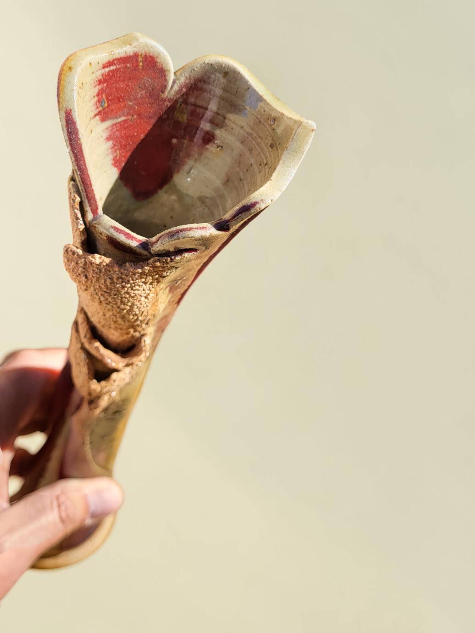 Glazed stoneware single-flower vase, signed Potelune, La Borne.