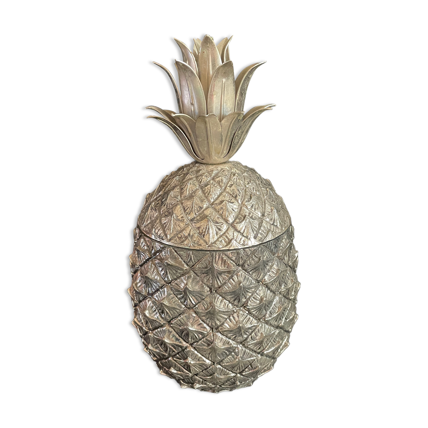 Pineapple Mauro Manetti ce cube tray in silver metal design 1960 M/M vintage
