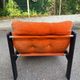 Vintage orange Scandinavian armchair from the 70s, velvet armchair