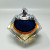 1960s Stunning Blue Table Lighter in Murano Sommerso Glass By Flavio Poli f