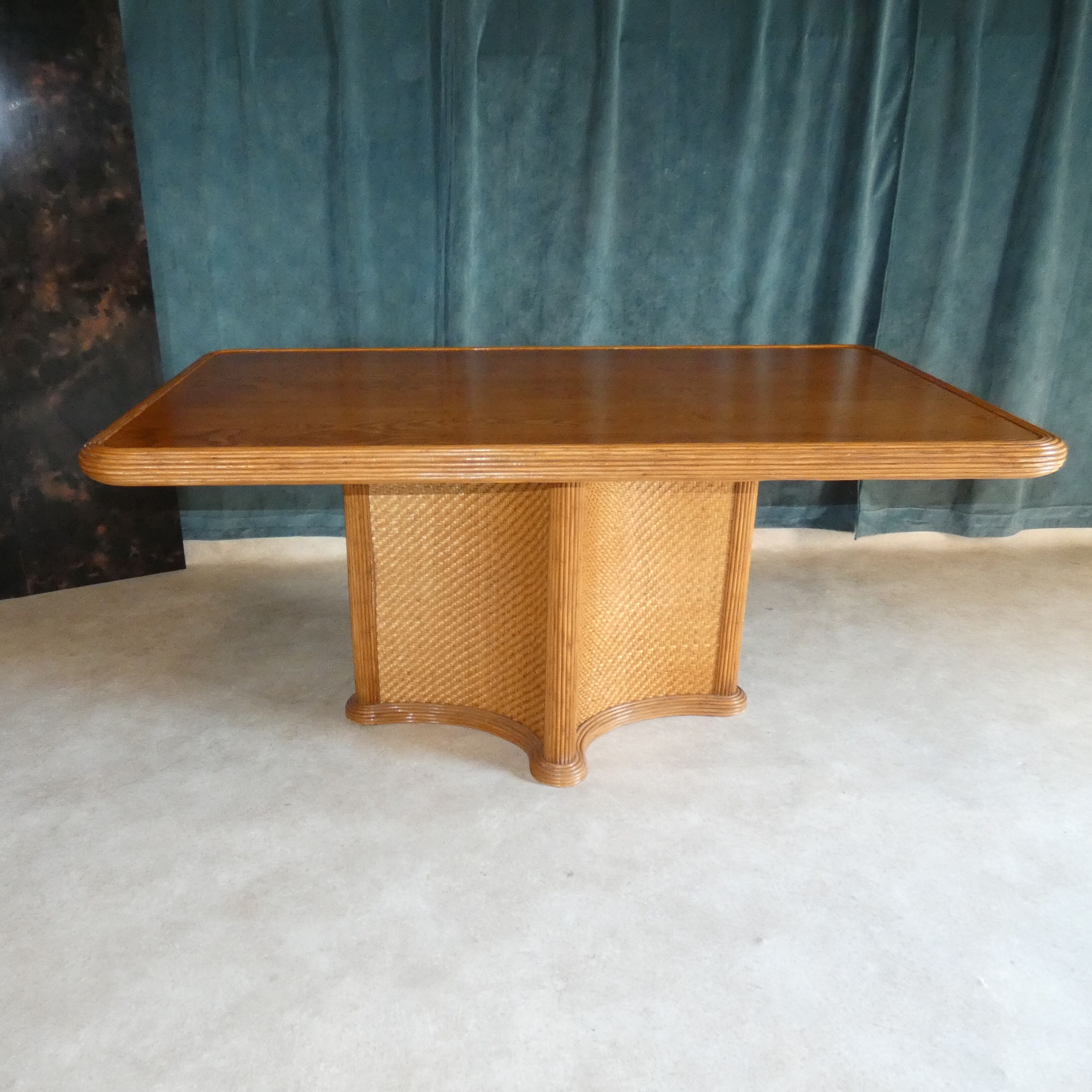 Dinner table in rattan cane