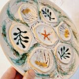Interesting French porcelain oyster dish MBFA Pornic hand-painted marine M.