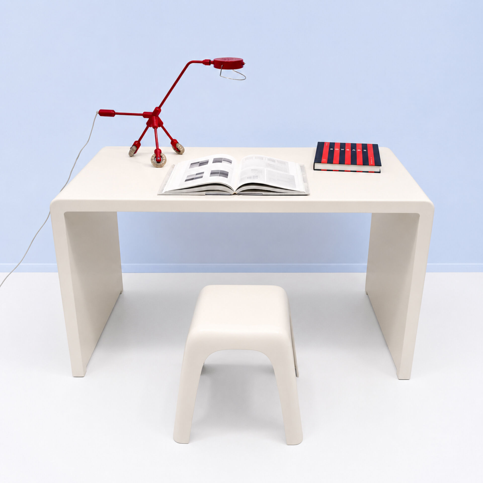 Monobloc polyester desk by Berthe Libert, 1970s.
