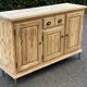 Renovated 3-door sideboard in raw solid wood 147cm