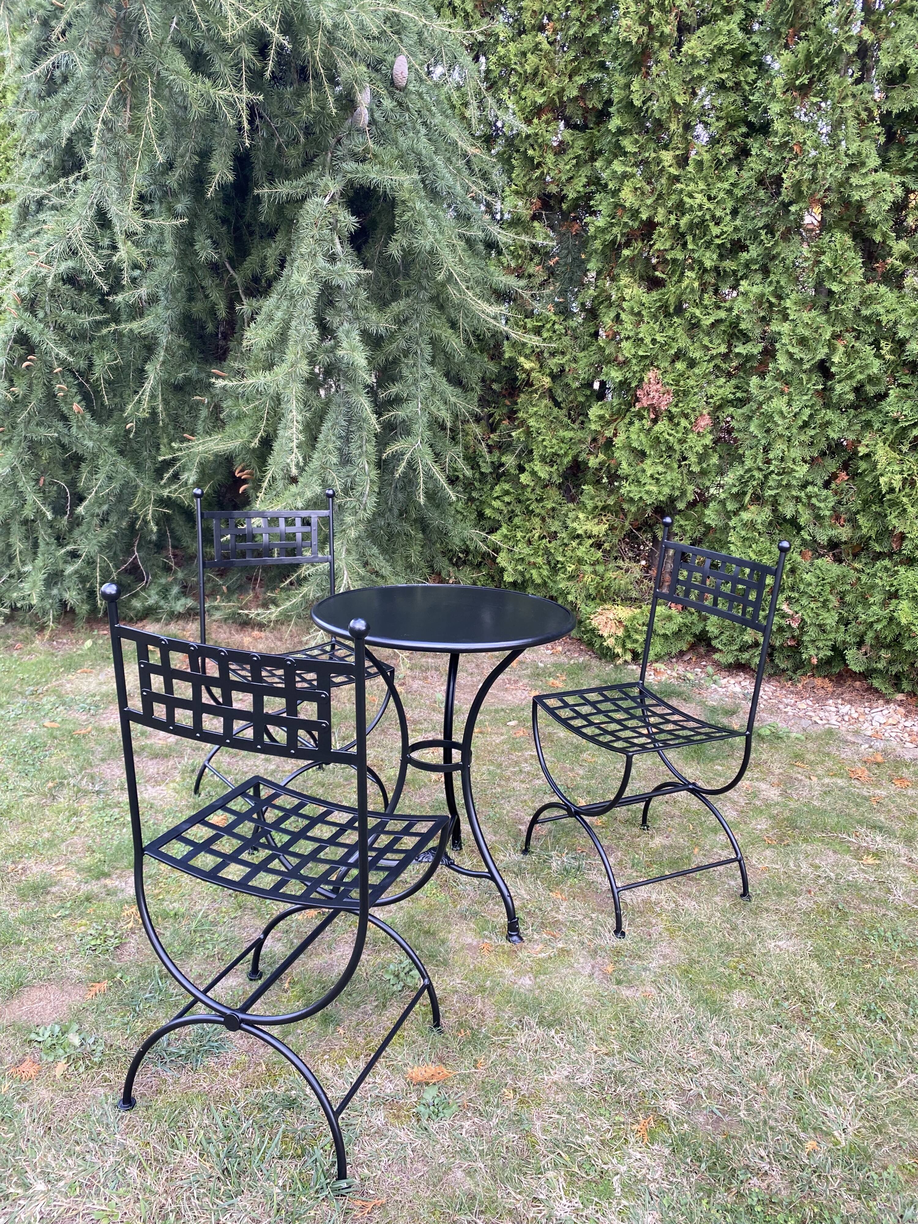Garden furniture - 3 Milan chairs and 1 Arras pedestal table - Black