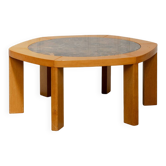 Table basse hexagonale en céramique plateau marbre