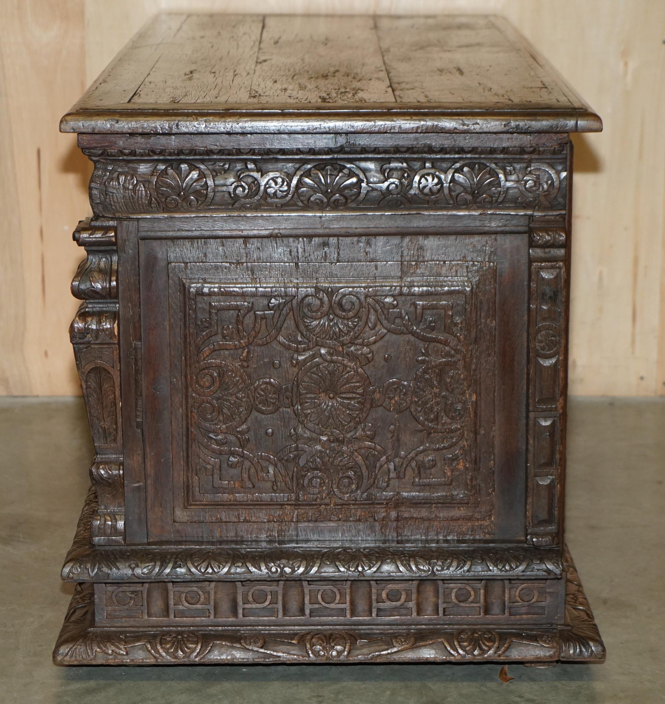 Cassone Bureau Italian Hand-Carved 16th Century