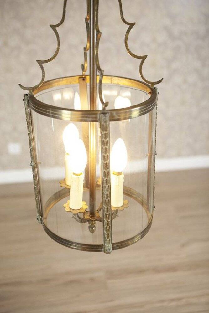 Mid-Century Metal & Glass Pendant Lamp