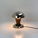 Vintage Bauhaus bedside lamp in brown bakelite and chrome, 1930s