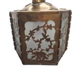 Antique Openwork Sawn Brass Pendant Lamp, early 1900s