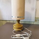 Round vintage khaki painted metal lamp