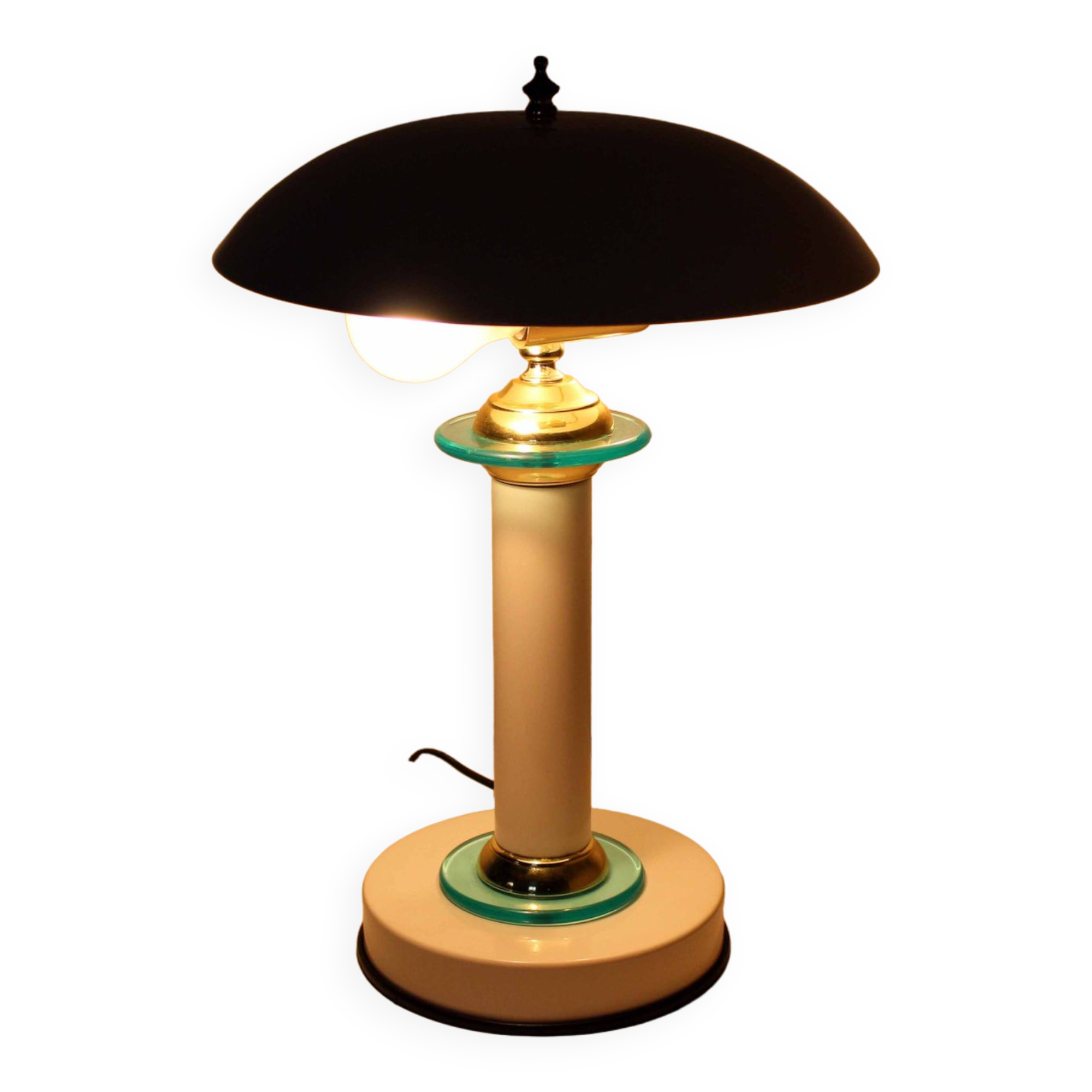 Lampe champignon en métal laqué blanc