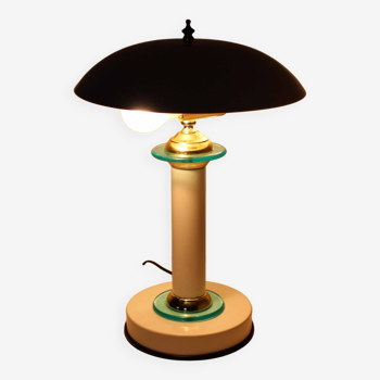 Mushroom lamp in white lacquered metal