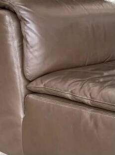 Vintage Scandinavian armchair in iridescent bronze leather, Ligne Roset chair.