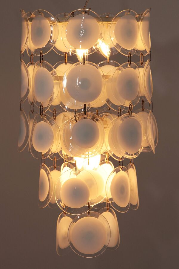 Lustre en verre de Murano et de Venise, style italien du milieu du XXe siècle, signé Vistosi.