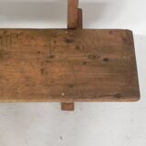 Pine bench with backrest, 2.5 metres long, 1950s.