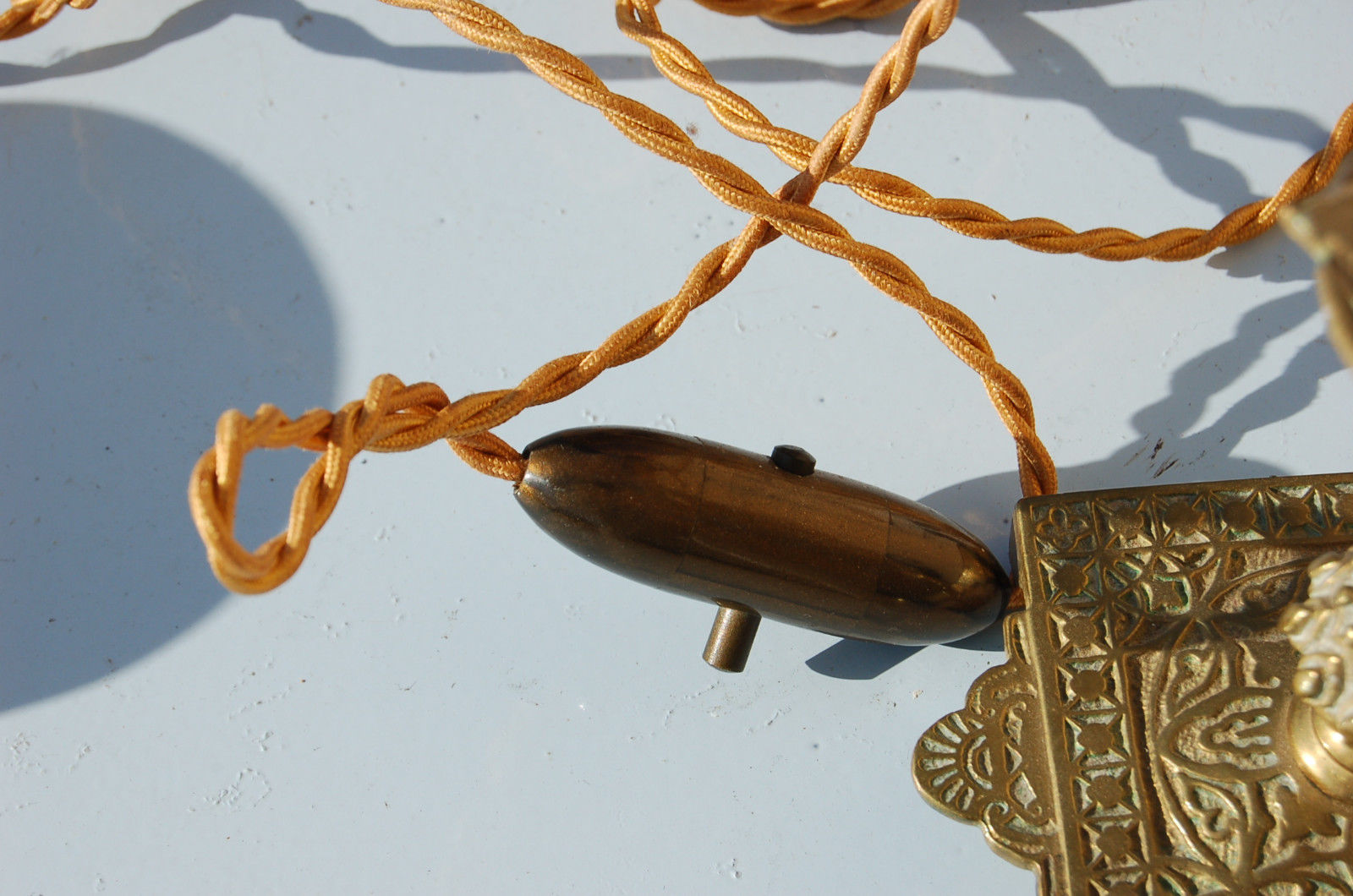 Metal foot lamp and paper lampshade