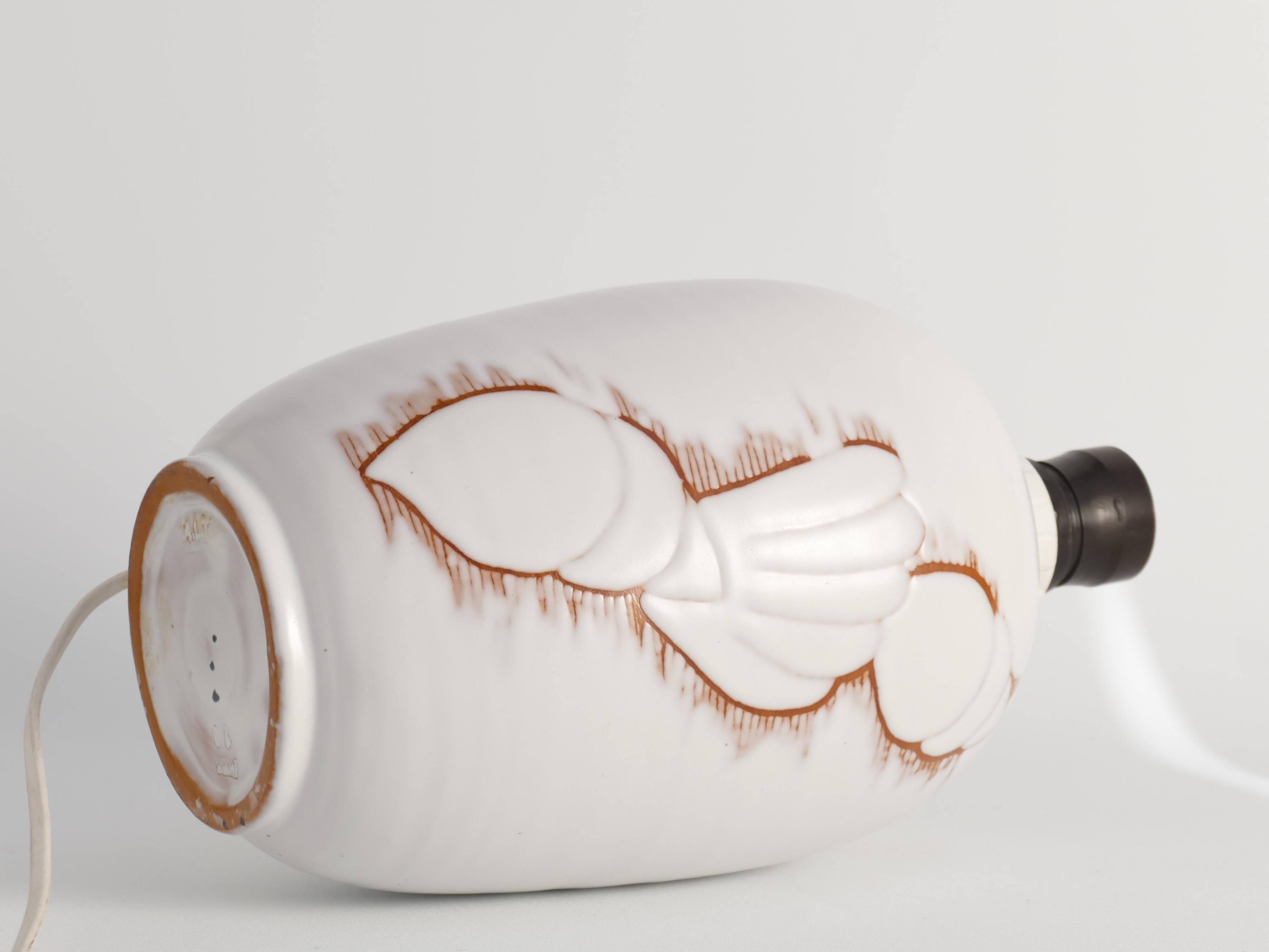 Art Deco White Seashell Motif Table lamp By Anna Lisa Thomson, Upsala Ekeby