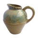 Blue enamelled sandstone pitcher and ochre streaks