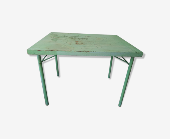 Vintage patinated green metal folding desk