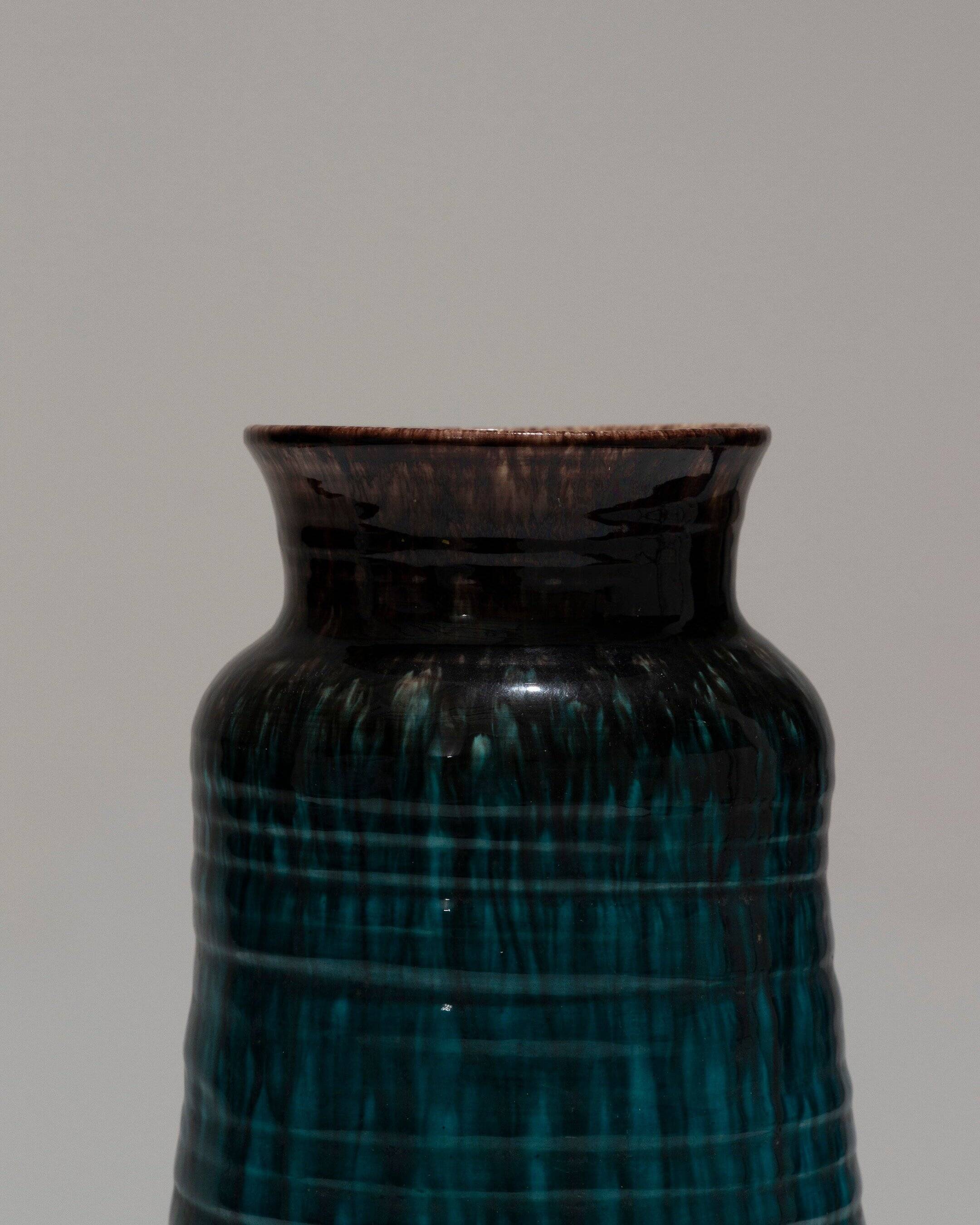 Vase en faïence à coulures, accolay, 1950s